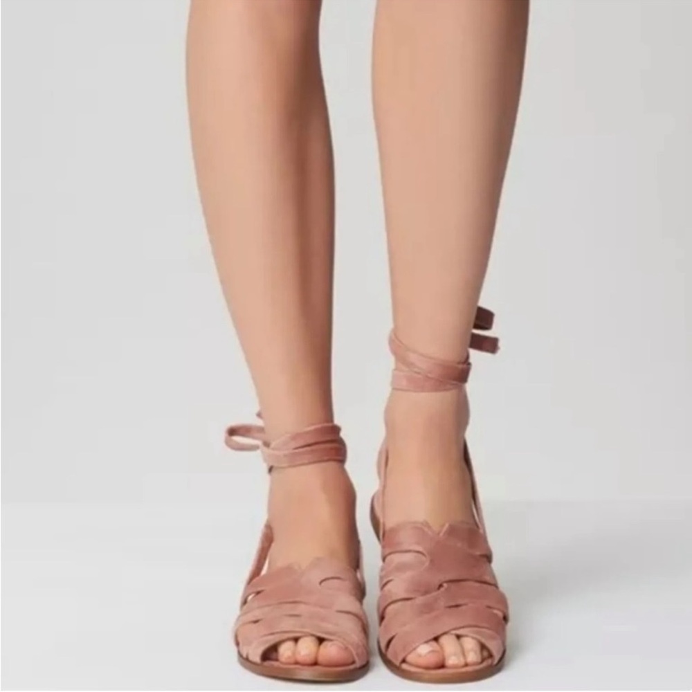 LK Bennett Pink Strappy Sandals with Block Heel